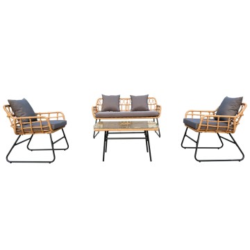 Four-piece set, black leg tubes,outdoor garden furniture