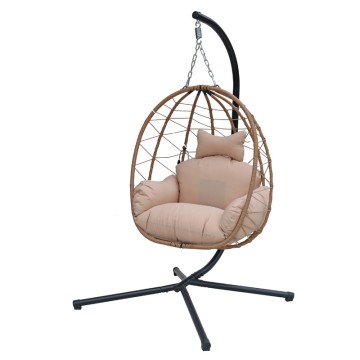 Yellow Rattan Outdoor Patio Egg Chair with heatig cushion